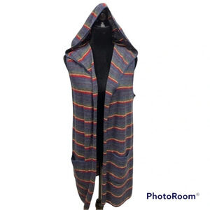 ASIRI Alpaca Wool Sleeveless Hooded Duster Cardigan size Large Made in Peru